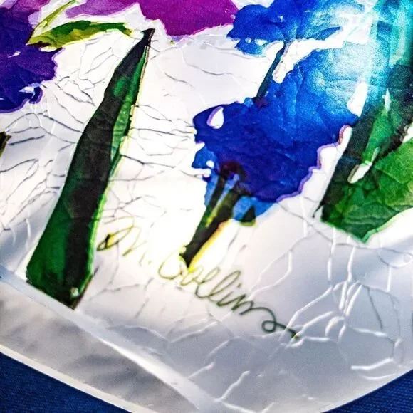 Spring Florals Glass Lighted Vase Signed Home Decor Illumination - Picture 11 of 14